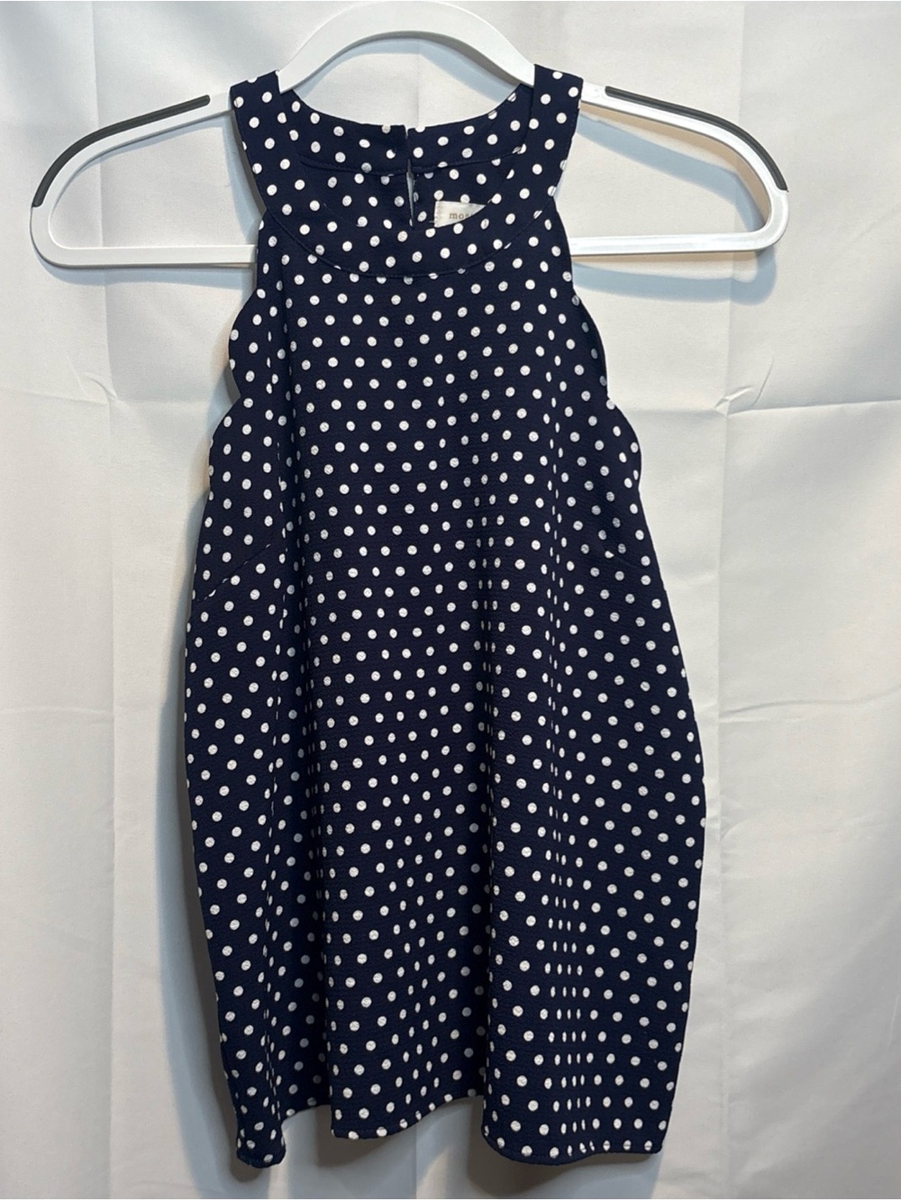 Navy Polka Dot Halter Blouse - Sleeveless Women's Top
